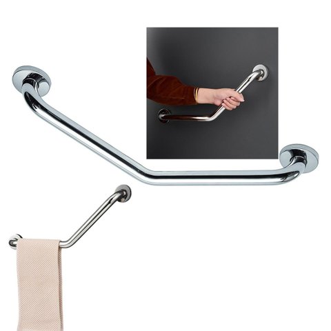 Barra Alça Apoio Angular 25X25cm Acessibilidade PCD Idoso Gestante Criança Suporte Anti Queda Evita 