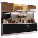 Ver imagem 1 de Cozinha Completa Armário Balcão Branco/preto/rustic Madesa