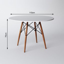 Jogo De Mesa 4 Cadeiras Brancas Eames Dkr 110 Cm Base Madeira Tampo Branco - 5