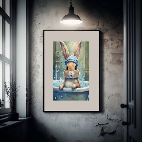 Quadro Banheiro Coelhinha - 60x48cm:moldura Preta