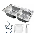 Ver imagem 3 de Kit Cuba Pia Dupla Cozinha Gourmet com Acessórios e Torneira Flexível Silicone Aço Inox Brinovar