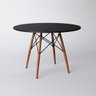 Conjunto de Mesa 4 Cadeiras Pretas Eames Eiffel 90cm Base Madeira Tampo Preto - 3