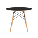 Ver mais imagens de Conjunto de Mesa 4 Cadeiras Pretas Eames Eiffel 90cm Base Madeira Tampo Preto
