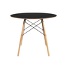 Conjunto de Mesa 4 Cadeiras Pretas Eames Design Eiffel 90cm Base Madeira Tampo Preto - 9