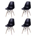 Ver imagem 4 de Conjunto de Mesa 4 Cadeiras Pretas Eames Eiffel 90cm Base Madeira Tampo Preto