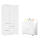 Ver imagem 1 de Conjunto Infantil Roupeiro Duda 3p e Comoda Mdf Branco Pheonix Baby