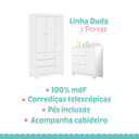 Ver imagem 7 de Conjunto Infantil Roupeiro Duda 3p e Comoda Mdf Branco Pheonix Baby