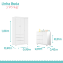 Ver imagem 6 de Conjunto Infantil Roupeiro Duda 3p e Comoda Mdf Branco Pheonix Baby