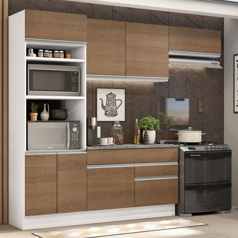 Armário de Cozinha Completa 270cm Branco/Rustic Glamy Madesa 14