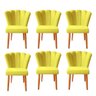 Kit 6 Cadeiras Poltrona Sala de Jantar Penteadeira Reforçada Decorativa Pétala Suede Amarelo - 1
