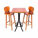 Ver imagem 1 de Conjunto Mesa Bistrô Alta Quadrada Mel em Madeira + 2 Banquetas - Mel