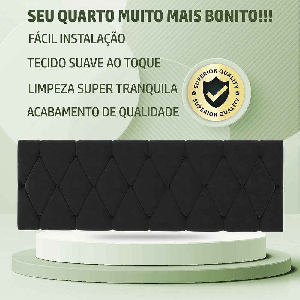 Cabeceira Leticia de Cama Box Queen 1,60:preto - 7