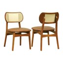 Ver imagem 1 de Kit 2 Cadeiras Organik Encosto Anatômico com Telinha Rattan Natural - Amêndoa - Corano Marrom Mescla