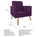 Ver imagem 5 de Kit Namoradeira e 02 Poltronas Bella Pés Palito Mel Suede Roxo - Doce Sonho Móveis