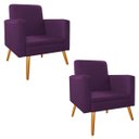 Ver imagem 3 de Kit Namoradeira e 02 Poltronas Bella Pés Palito Mel Suede Roxo - Doce Sonho Móveis