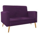 Ver imagem 2 de Kit Namoradeira e 02 Poltronas Bella Pés Palito Mel Suede Roxo - Doce Sonho Móveis