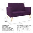 Ver imagem 4 de Kit Namoradeira e 02 Poltronas Bella Pés Palito Mel Suede Roxo - Doce Sonho Móveis