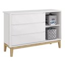 Ver imagem 2 de Jogo de Quarto Classic Guarda Roupa 2 Portas e Cômoda Branco Fosco com Pés Madeira Natural Reller