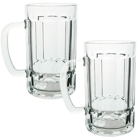 Jogo de Canecas de Chopp e Cerveja de Vidro 360ml 2 Peças - Seu Lar