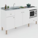 Ver imagem 5 de Balcão de Cozinha para Pia 3 Portas 2 Gavetas Espaço para Forno e Cooktop Itália - Panorama Móveis