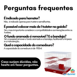 Gaiola Grande para Twister com 2 Andares e Comedouro:vermelho - 2