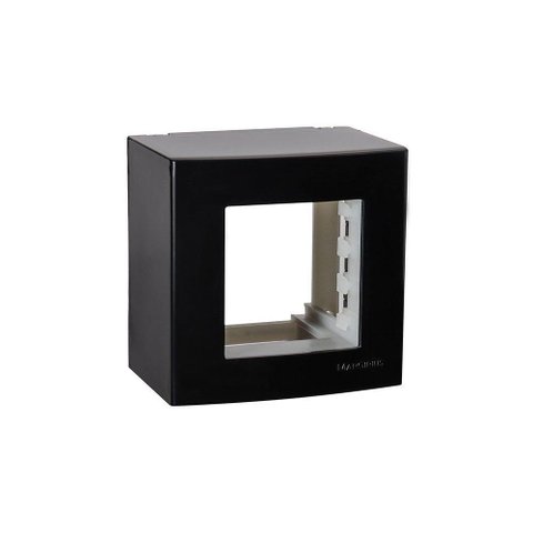 Caixa de Sobrepor com Suporte Margirius Sleek 75x75 para 2 Módulos Preto Ebony