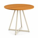 Ver imagem 2 de Mesa de Sala e Jantar Paris Modelo Industrial Moderno Tampo Redondo Canela com Base de Ferro Branco
