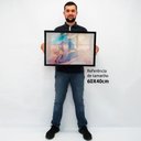 Ver imagem 2 de Quadro Decorativo Caixa Alta com Vidro Abstrato Aquarela Luxo TaColado Moldura Preta 40x60cm