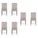Ver imagem 1 de Kit 6 Cadeiras para Sala de Jantar com Pés em Madeira Maciça Megan Bege/Marrom/Cinza