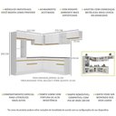 Ver imagem 6 de Armário de Cozinha Completa de Canto com Rodapé Veneza Multimóveis V2083 Branco/Dourado