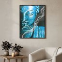 Ver imagem 1 de Quadro Decorativo Buda Azul - 70x50cm:moldura Preta