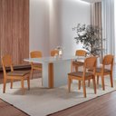 Ver imagem 1 de Mesa de Jantar Isadora 180cm Tampo Mdf Vidro com 6 Cadeiras Copper