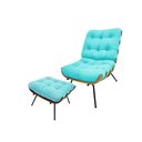Ver imagem 1 de Kit Poltrona e Puff Costela Suede Azul Tiffany