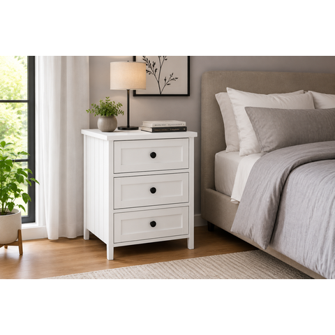 Mesa de Cabeceira Ditália 3 Gavetas DM-111 Branco