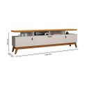 Ver imagem 2 de Rack ABS 1.80m Estilo Retrô Com Pés em Madeira e Puxadores em Couro Para TV Até 70'' 3 Portas Cor Of