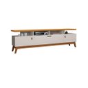 Ver imagem 3 de Rack ABS 1.80m Estilo Retrô Com Pés em Madeira e Puxadores em Couro Para TV Até 70'' 3 Portas Cor Of