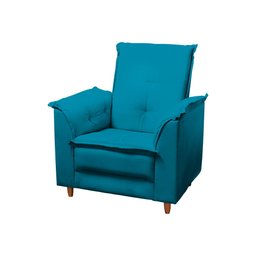 Poltrona de Amamentação + Puff Suede Liso Azul Tiffany Pés Palito Newbelle Decor - 5