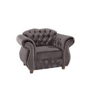 Ver imagem 1 de Kit 3 Poltronas Chesterfield Merlo - Veludo Cinza Médio / Decoração, recepção , barbearia, sala tv e