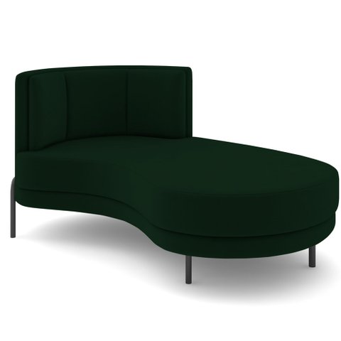 Chaise Longue Divã 164cm Braço Direito Logus D06 Veludo Verde - Mpozenato