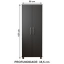 Ver imagem 3 de Armário Multiuso Suporte Vassouras Organizador Roma Yescasa Preto