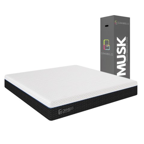 Colchão na Caixa Embalado a Vácuo Musk Casal Ortopédico 138X188 Espuma D28 Branco/Chumbo G90 - Gran 