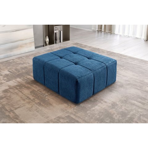 Puff para Sala de Estar Bouclé Azul