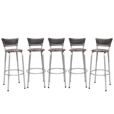 Kit 5 Banquetas Alta Vime Junco Degradê Sacada Àrea Gourmet Balcão Ilha Bancada bar piscina Cozinha