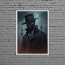 Ver imagem 2 de Quadro Umbanda Exu Capa Preta 24x18cm - com vidro:Madeira branca