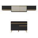 Ver imagem 7 de Armário de Cozinha Compacta 260cm Veneza Multimóveis V3698 Preto/Dourado