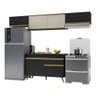 Armário de Cozinha Compacta 260cm Veneza Multimóveis V3698 Preto/Dourado - 2