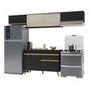 Ver imagem 1 de Armário de Cozinha Compacta 260cm Veneza Multimóveis V3698 Preto/Dourado