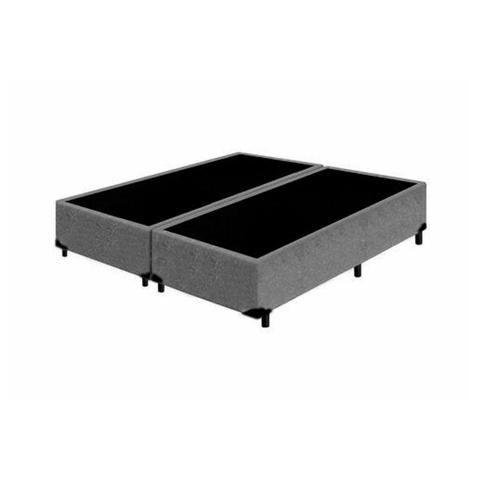 Base Box Blindado Casal Bipartido AColchoes Suede Cinza 40x138x188