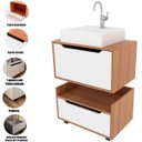 Ver imagem 2 de Kit Balcão e Gabinete de Banheiro com Cuba 1 Porta 1 Gaveta Amêndoa/branco