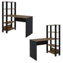 Ver imagem 1 de Mesa Escrivaninha Conjunto Match 6 Prateleiras Pinho/preto - Pnr Móveis